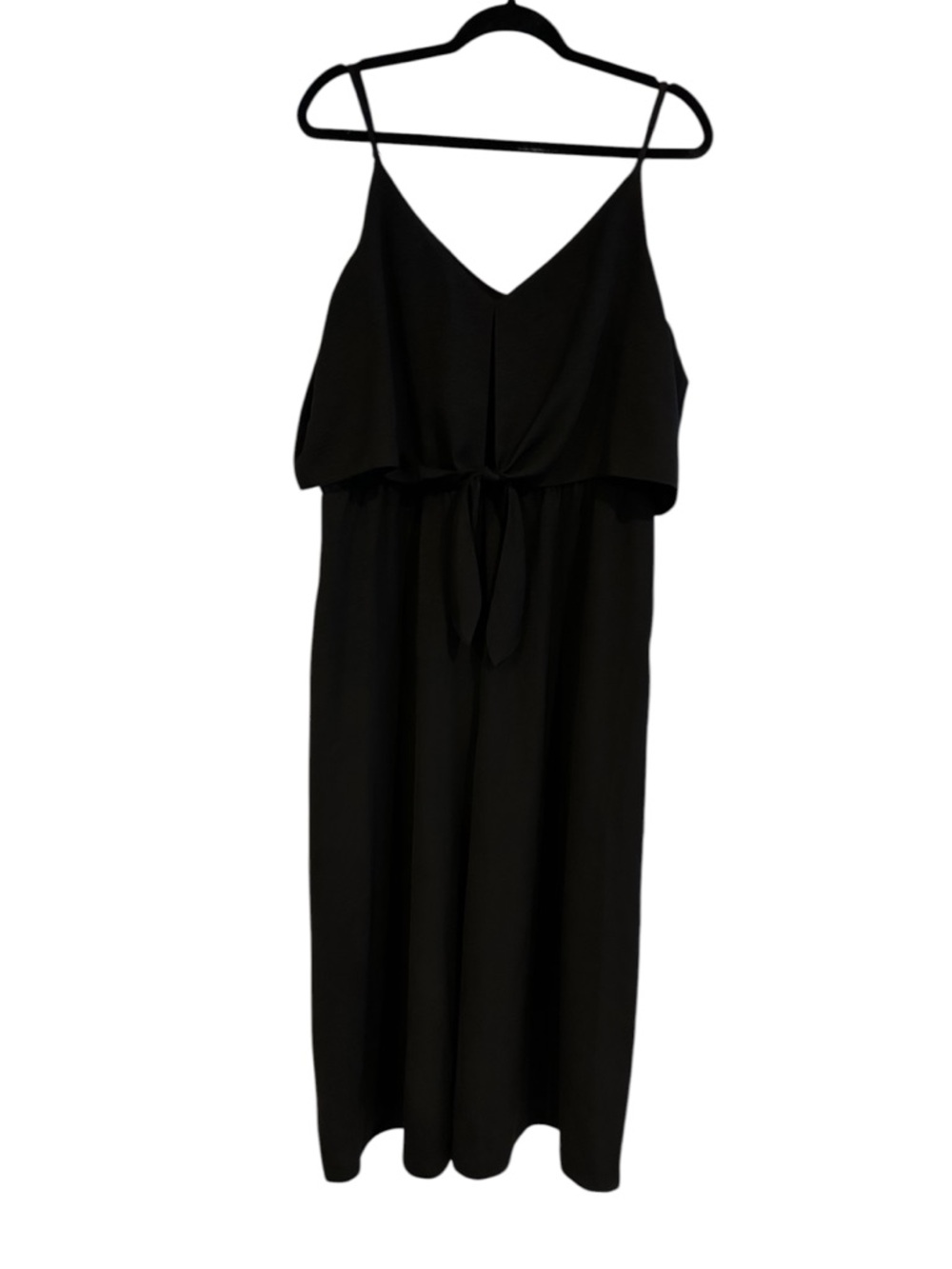 Black Spaghetti-Strap Romper with Tie Waist Size 14